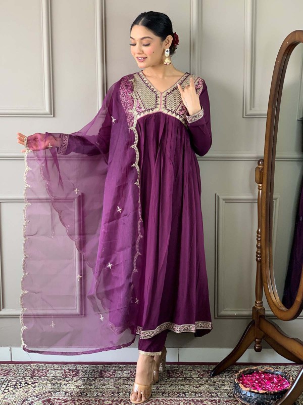 Plum Viscose Readymade Kurti